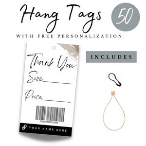 50 Custom Hang Tags - Seller Supplies - Poshmark Packaging - 2 x 3.5 in